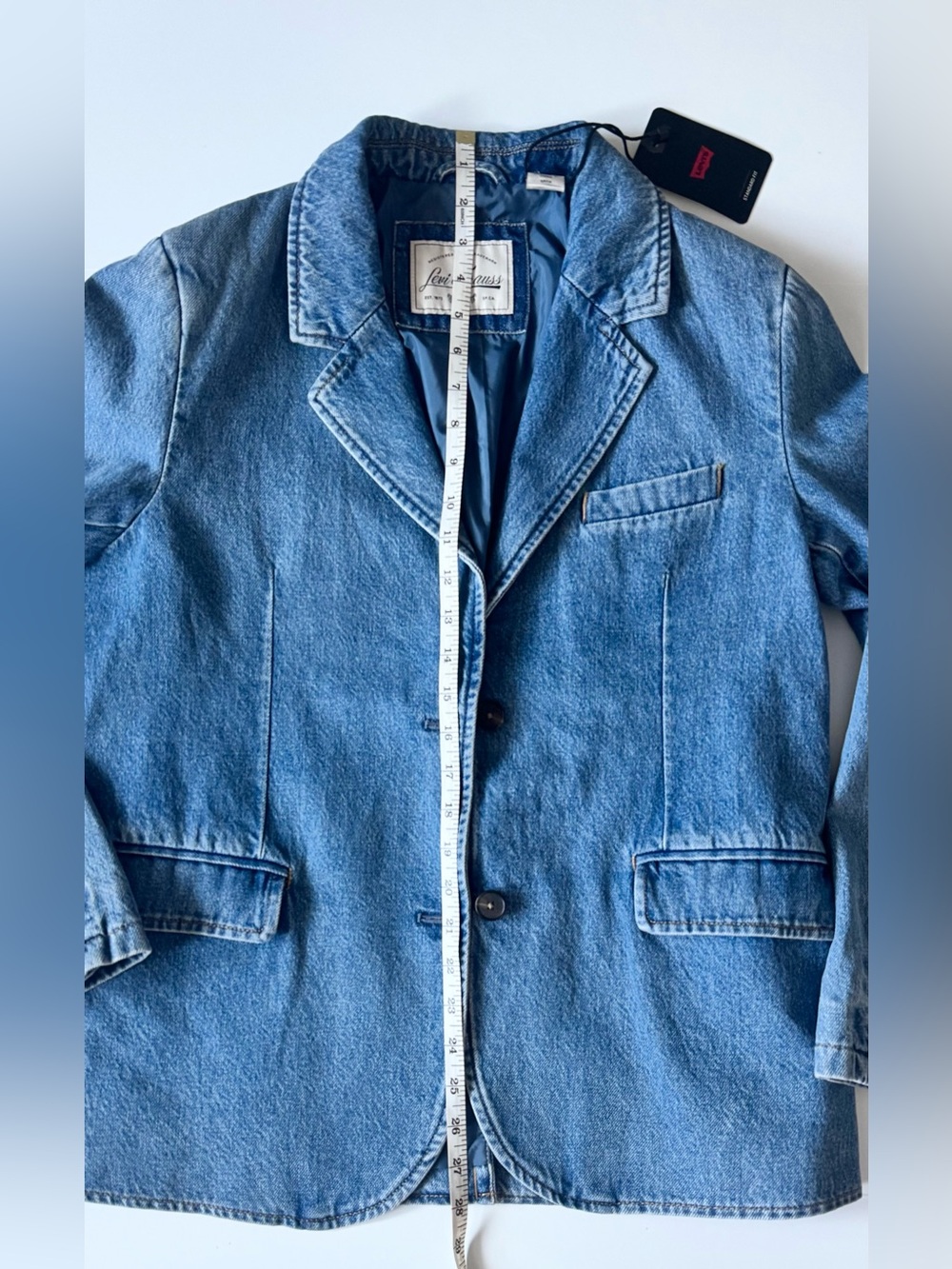 Levi’s Stella Relaxed Denim Blazer, Blue Medium Wash, NWT, Women’s Size Small - Picture 8 of 15